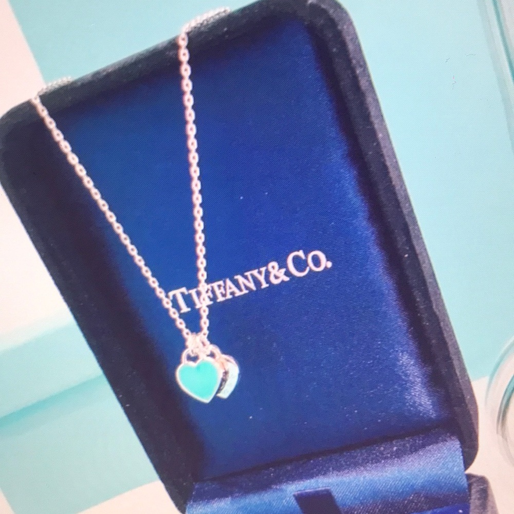 Tiffany & Co Silver Necklace with Blue Heart Pendant